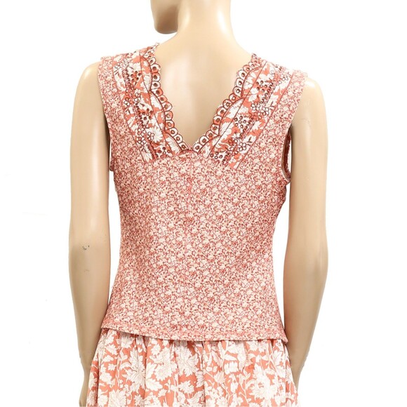 Free People Gesibelle Printed Top & Maxi Skirt Set Eyelet Embroidered L 279621 - Picture 8 of 9